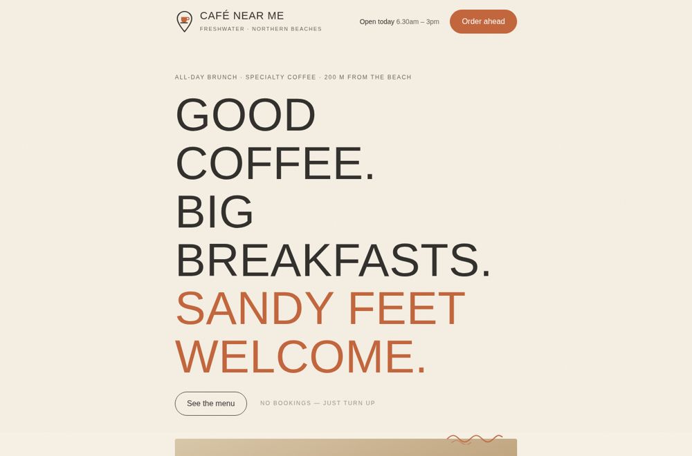 Café Near Me — demonstration café website by The Website Workhouse, Sydney